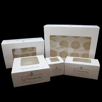 Cheap price custom white cupcake box recyclable cake box for bakery,cupcake packaging with clear windows